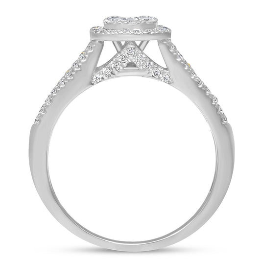 Muse Jewelry .95ct 14k White Gold Square Diamond Engagement Ring Size 6.5