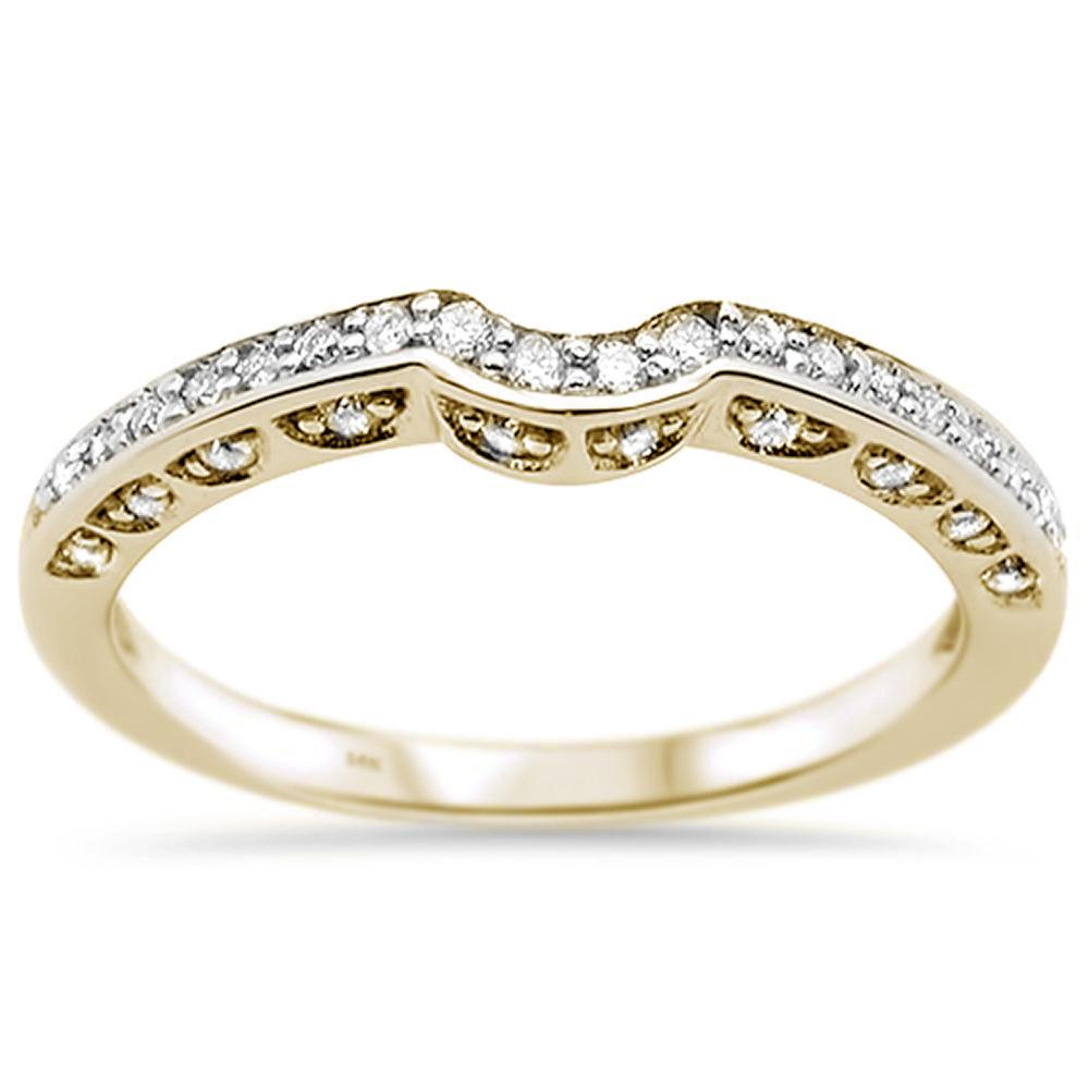 Muse Jewelry .22ct 14k Yellow Gold Diamond Curved Accent Anniversary Wedding Band Ring