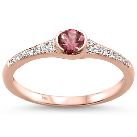Muse Jewelry 0.51cts 14k Rose Gold Round Pink Tourmaline Diamond Ring Size 6.5