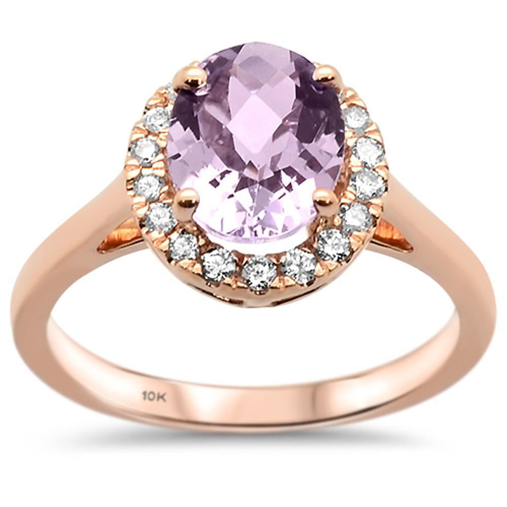 Muse Jewelry 1.78cts 10k Rose Gold Oval Amethyst & Diamond Ring Size 6.5