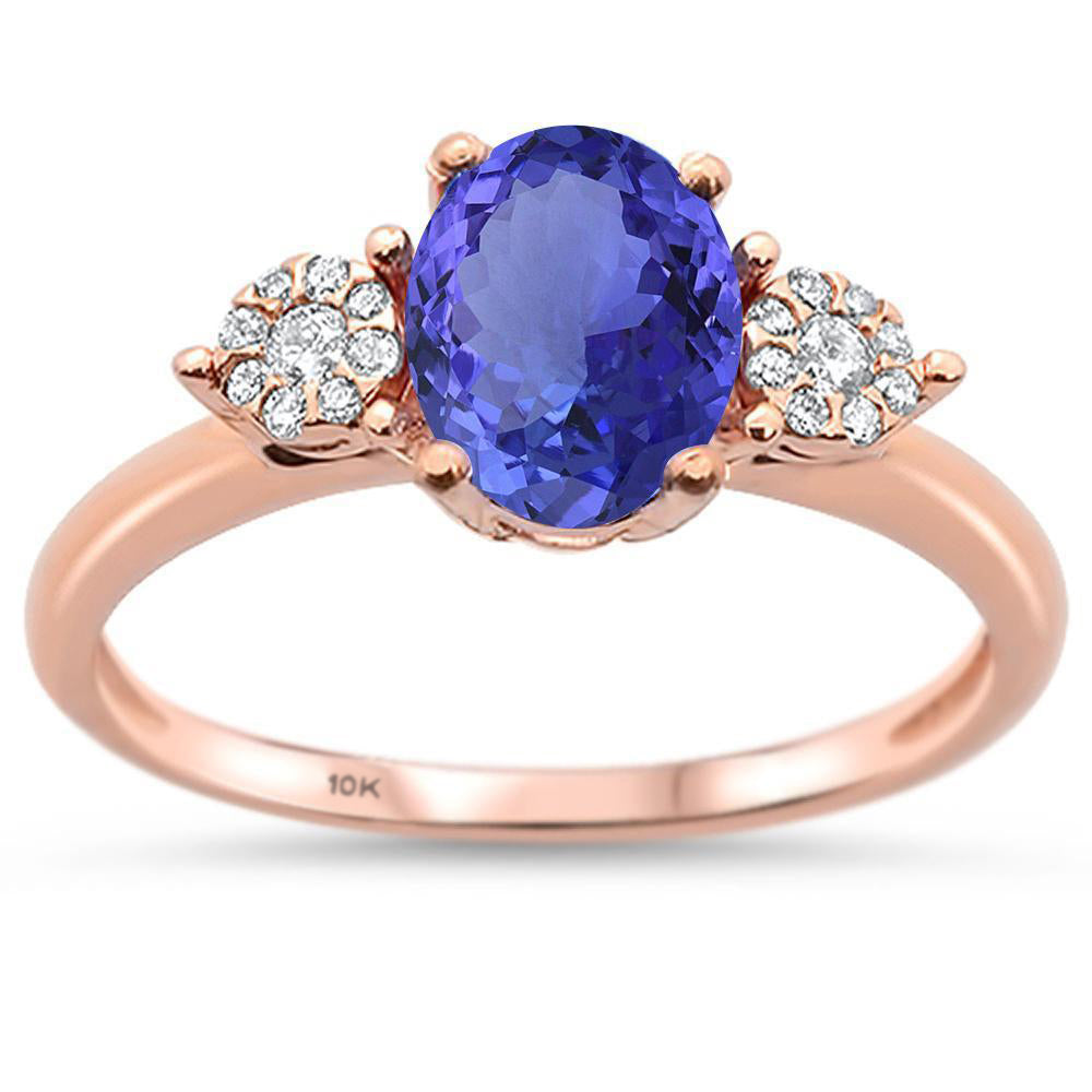Muse Jewelry 1.37cts 10k Rose Gold Oval Tanzanite & Diamond Ring Size 6.5