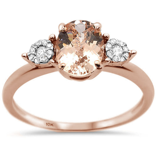Muse Jewelry 1.31ct 10K Rose Gold Natural Morganite & Diamond Ring Size 6.5
