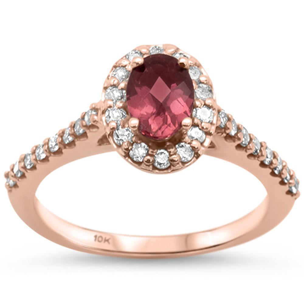 Muse Jewelry 1.14cts 10k Rose Gold Pink Tourmaline & Diamond Halo Ring