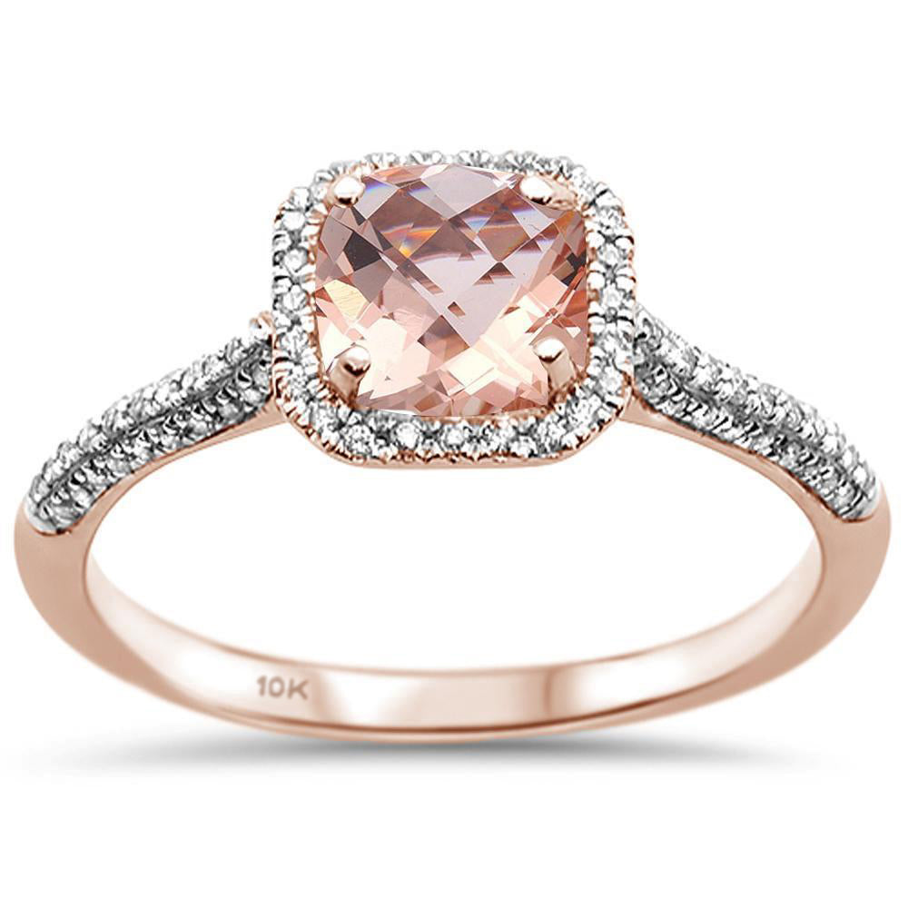 Muse Jewelry 1.03cts 10k Rose Gold Cushion Morganite & Diamond Ring Size 6.5