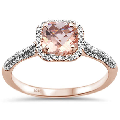 Muse Jewelry 1.03cts 10k Rose Gold Cushion Morganite & Diamond Ring Size 6.5