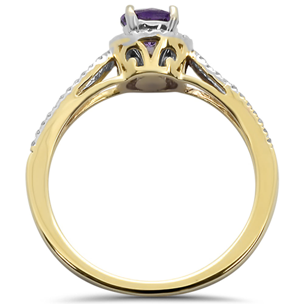 Muse Jewelry 0.54cts 10k Yellow Gold Round Amethyst Diamond Ring Size 6.5
