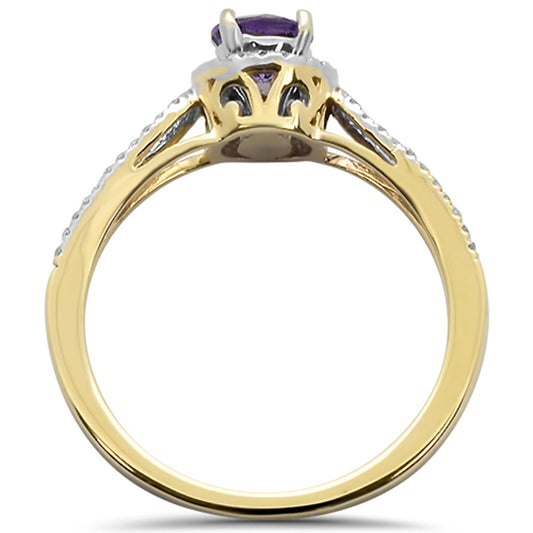 Muse Jewelry 0.54cts 10k Yellow Gold Round Amethyst Diamond Ring Size 6.5