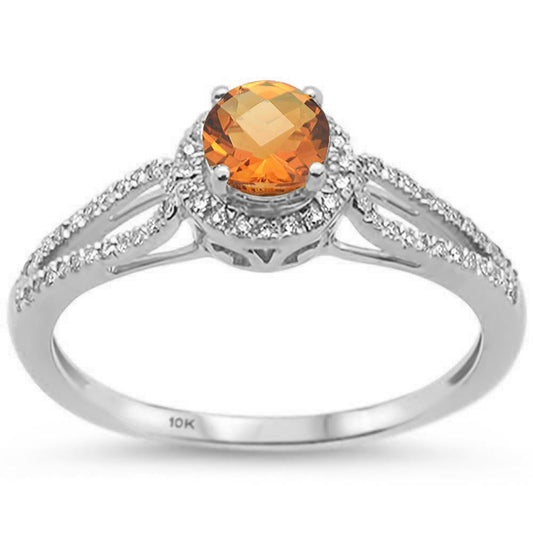 Muse Jewelry 0.57ct 10k White Gold Round Citrine & Diamond Ring Size 6.5