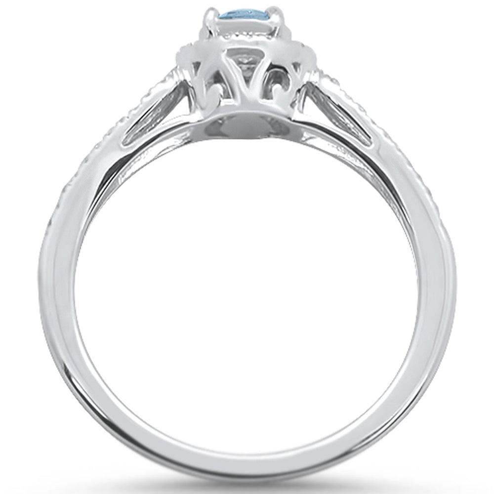 Muse Jewelry 0.64cts 10k White gold Round Aquamarine Diamond Ring Size 6.5