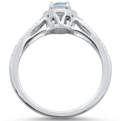 Muse Jewelry 0.64cts 10k White gold Round Aquamarine Diamond Ring Size 6.5