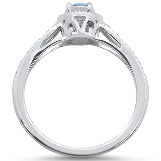 Muse Jewelry 0.64cts 10k White gold Round Aquamarine Diamond Ring Size 6.5