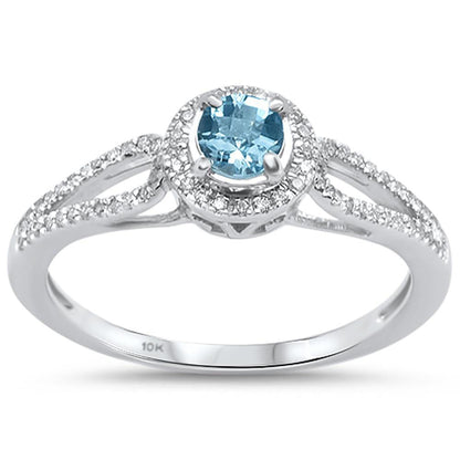 Muse Jewelry 0.64cts 10k White gold Round Aquamarine Diamond Ring Size 6.5