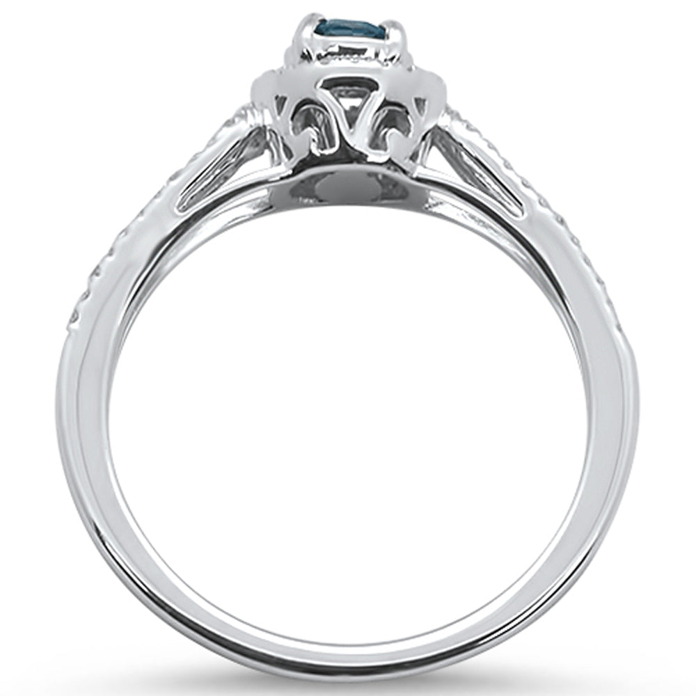 Muse Jewelry 0.46cts 10k White gold Round Blue Topaz Diamond Ring Size 6.5