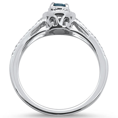 Muse Jewelry 0.46cts 10k White gold Round Blue Topaz Diamond Ring Size 6.5