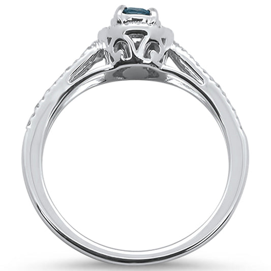 Muse Jewelry 0.46cts 10k White gold Round Blue Topaz Diamond Ring Size 6.5