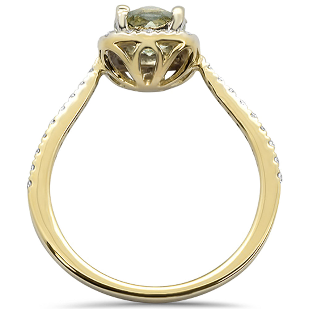 Muse Jewelry 1.09cts 10k Yellow Gold Cushion Green Amethyst Diamond Ring Size 6.5