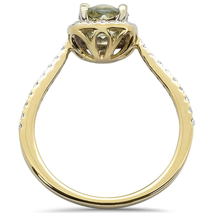 Muse Jewelry 1.09cts 10k Yellow Gold Cushion Green Amethyst Diamond Ring Size 6.5