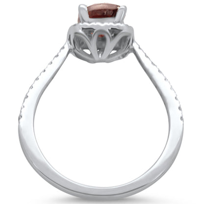 Muse Jewelry 1.67cts 10k White gold Cushion Shape Garnet Diamond Ring Size 6.5