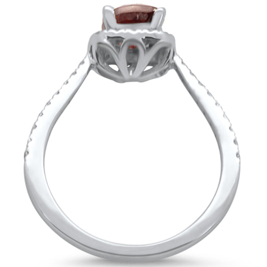 Muse Jewelry 1.67cts 10k White gold Cushion Shape Garnet Diamond Ring Size 6.5