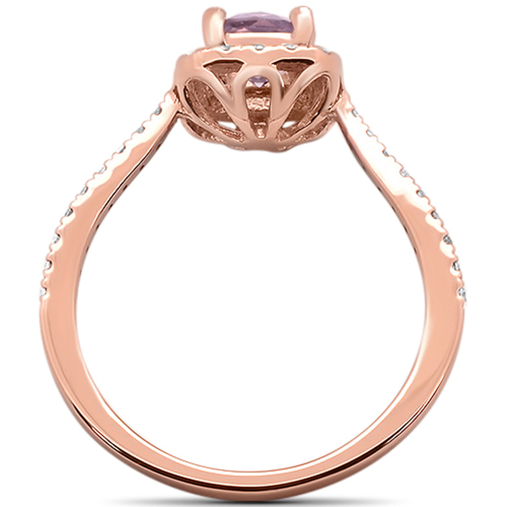 Muse Jewelry 0.75cts 10k Rose Gold Cushion Pink Amethyst Diamond Ring Size 6.5