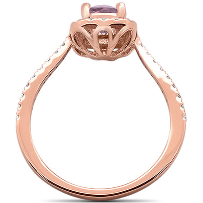 Muse Jewelry 0.75cts 10k Rose Gold Cushion Pink Amethyst Diamond Ring Size 6.5