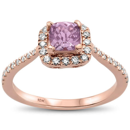 Muse Jewelry 0.75cts 10k Rose Gold Cushion Pink Amethyst Diamond Ring Size 6.5