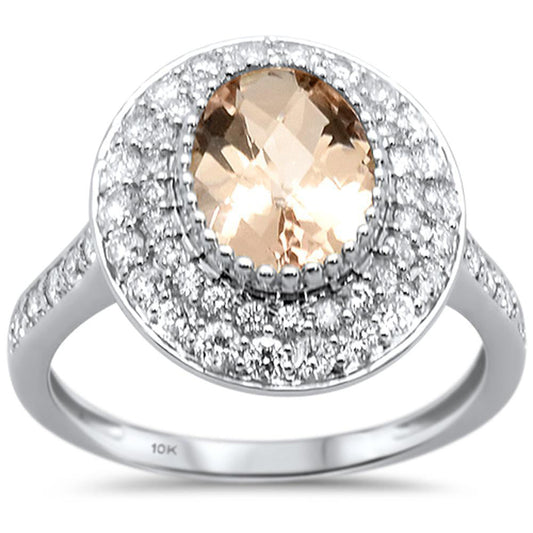 Muse Jewelry 2.14cts 10k White gold Oval Morganite Diamond Ring Size 6.5