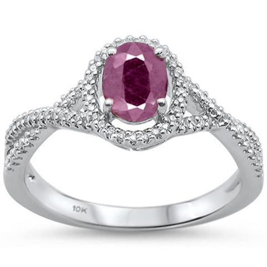 Muse Jewelry 1.22ct 10K White Gold Ruby & Diamond Ring Size 6.5