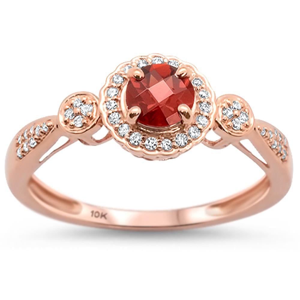 Muse Jewelry 0.64cts 10k Rose Gold Round Garnet Diamond Ring Size 6.5
