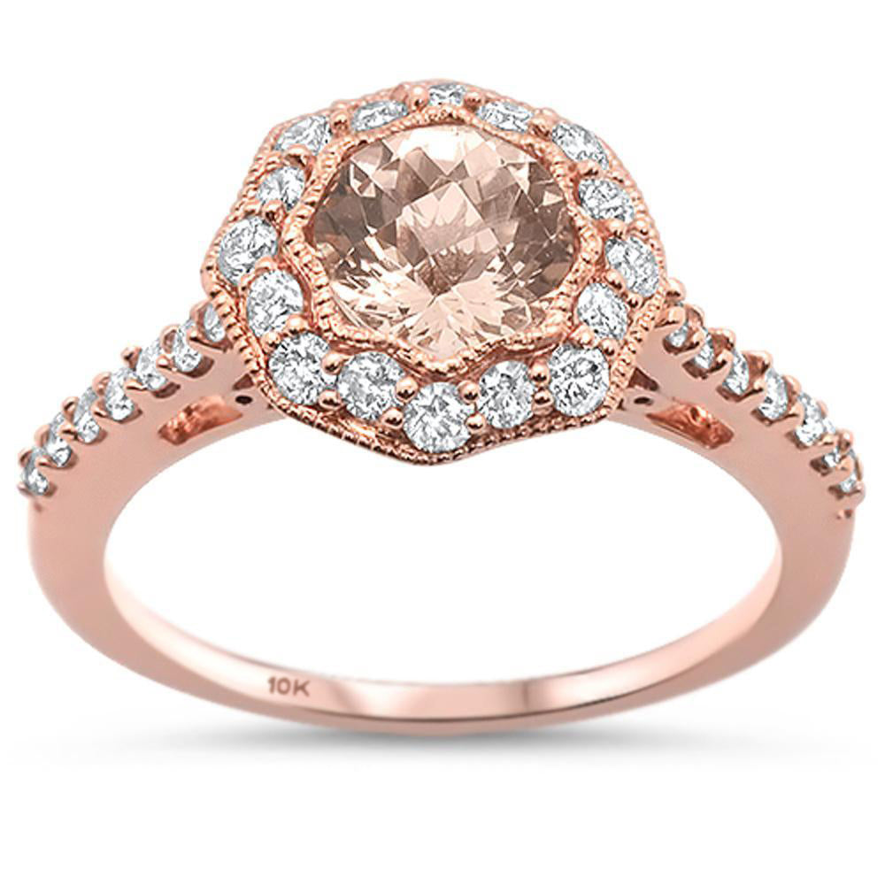 Muse Jewelry 1.32cts 10k Rose Gold Round Morganite Diamond Ring Size 6.5