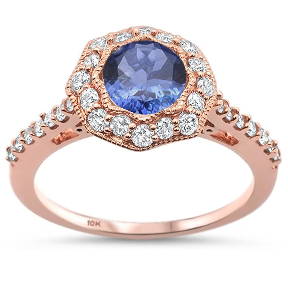 Muse Jewelry 1.38ct F SI 10k Rose Gold Natural Tanzanite & Diamond Ring Size 6.5