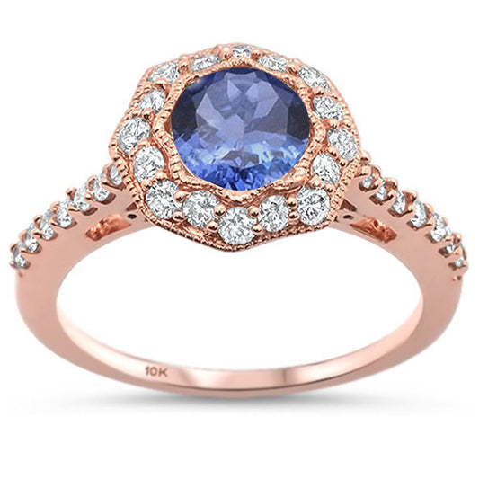 Muse Jewelry 1.38ct F SI 10k Rose Gold Natural Tanzanite & Diamond Ring Size 6.5