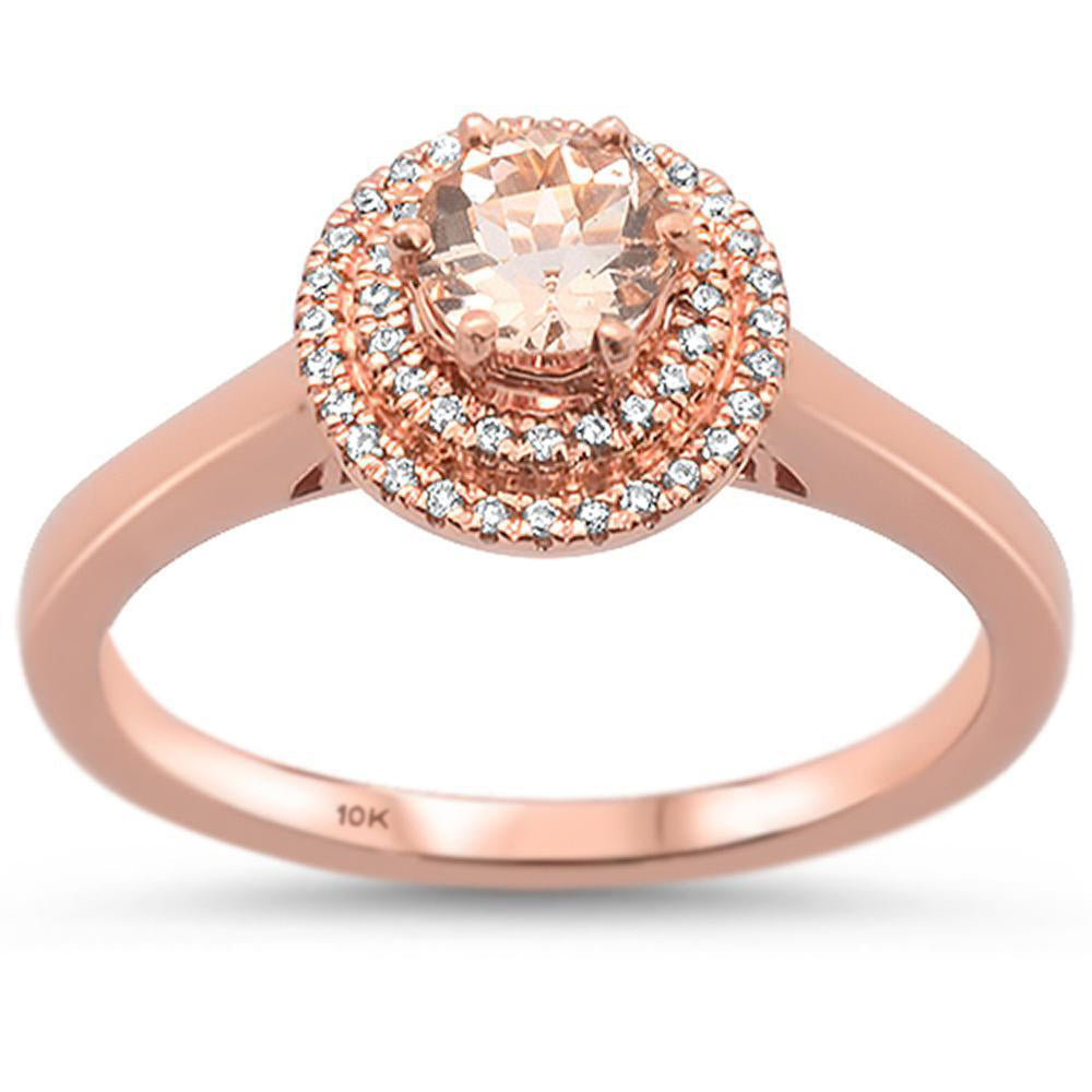 Muse Jewelry 0.44cts 10k Rose Gold Round Morganite & Diamond Ring Size 6.5