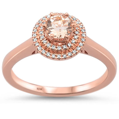Muse Jewelry 0.44cts 10k Rose Gold Round Morganite & Diamond Ring Size 6.5