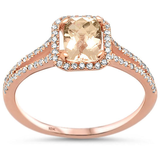 Muse Jewelry 1.11cts 10k Rose Gold Radiant Cut Morganite Diamond Ring Size 6.5