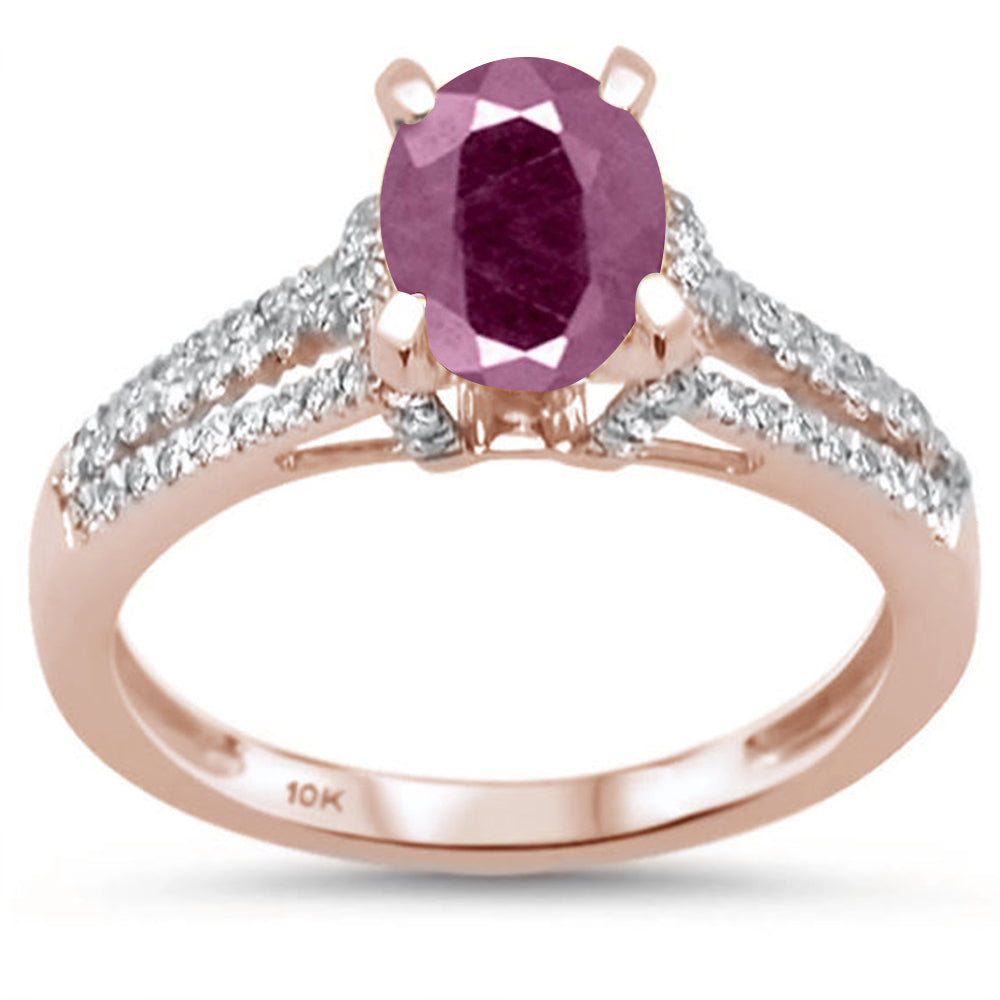 Muse Jewelry 1.04ct F SI 10k Rose Gold Ruby & Diamond Ring Size 6.5