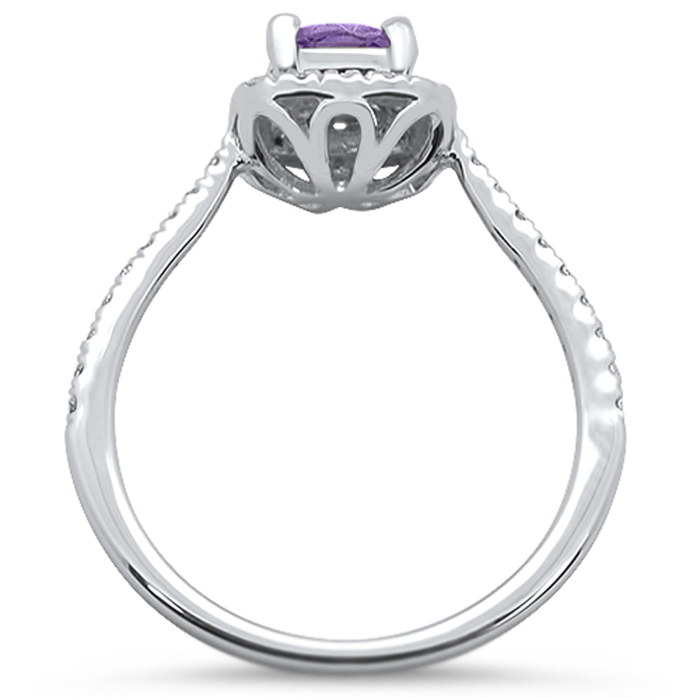 Muse Jewelry 0.73cts 10k White gold Cushion Amethyst Diamond Ring Size 6.5