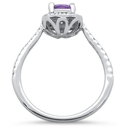 Muse Jewelry 0.73cts 10k White gold Cushion Amethyst Diamond Ring Size 6.5