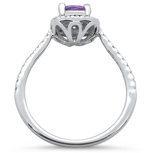 Muse Jewelry 0.73cts 10k White gold Cushion Amethyst Diamond Ring Size 6.5