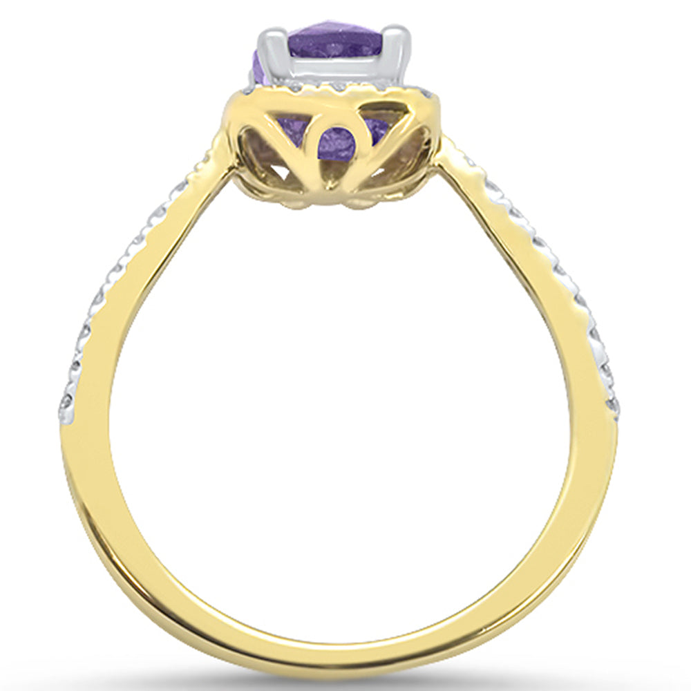 Muse Jewelry 0.75cts 10k Yellow Gold Cushion Amethyst & Diamond Ring Size 6.5
