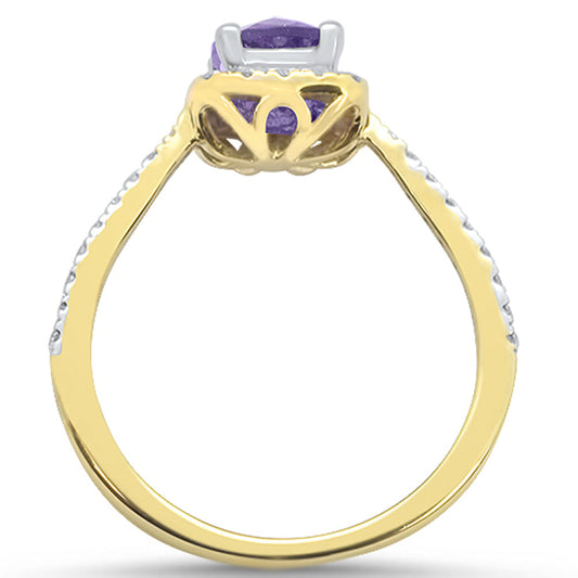Muse Jewelry 0.75cts 10k Yellow Gold Cushion Amethyst & Diamond Ring Size 6.5