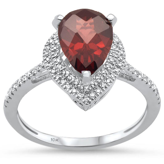 Muse Jewelry 2.29ct F SI 10K White Gold Diamond & Garnet Gemstone Ring