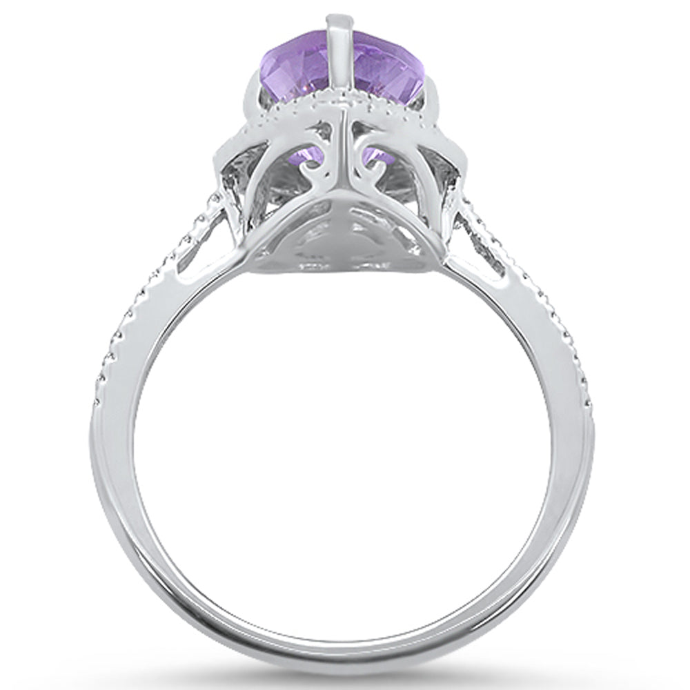 Muse Jewelry 1.83cts 10k White gold Pear Shape Amethyst Diamond Ring Size 6.5