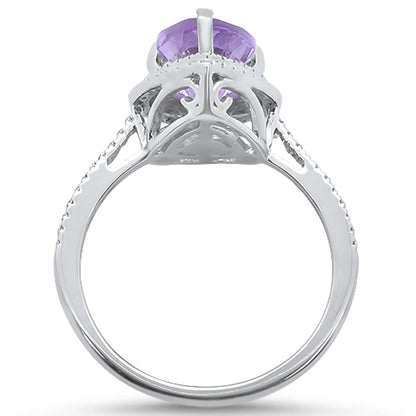 Muse Jewelry 1.83cts 10k White gold Pear Shape Amethyst Diamond Ring Size 6.5