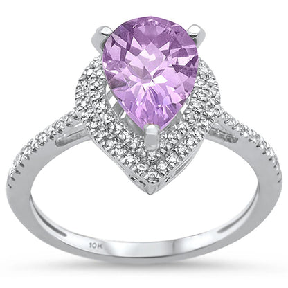 Muse Jewelry 1.83cts 10k White gold Pear Shape Amethyst Diamond Ring Size 6.5