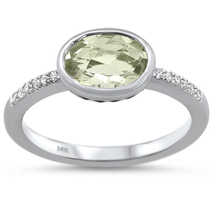 Muse Jewelry 1.25cts 14k White gold Oval Green Amethyst Diamond Ring Size 6.5