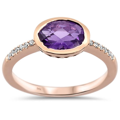 Muse Jewelry 1.11cts 14k Rose Gold Oval Amethyst Diamond Ring Size 6.5