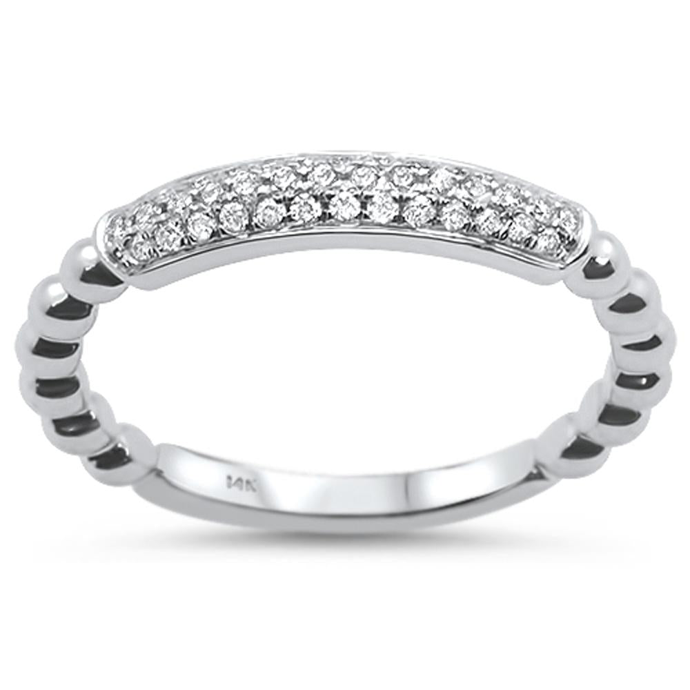 Muse Jewelry .16ct 14k White Gold Diamond Stackable Wedding Trendy Band Size 6.5