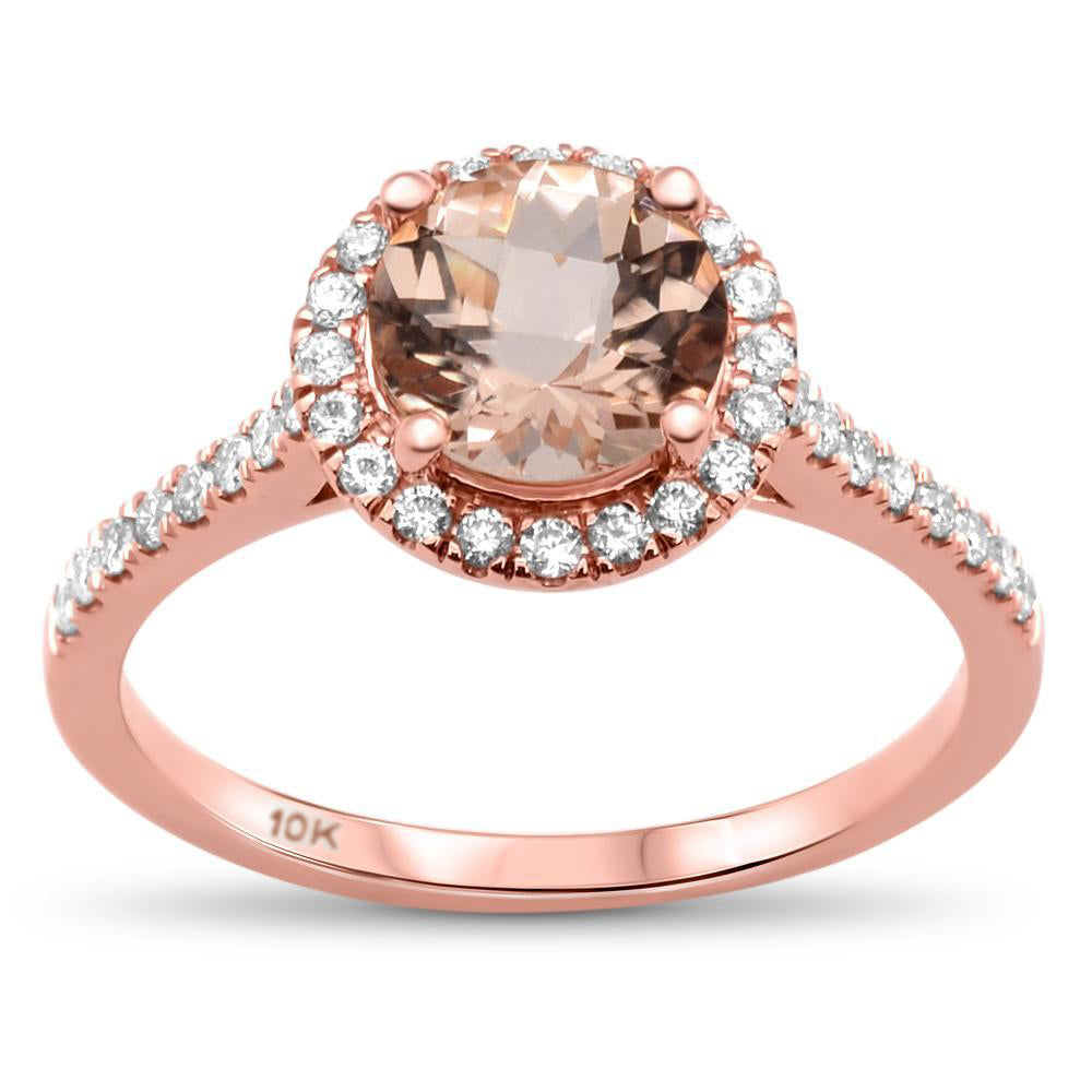 Muse Jewelry 1.37cts 10k Rose Gold Round Morganite & Diamond Ring