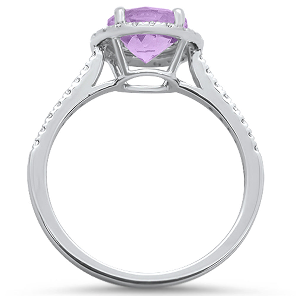 Muse Jewelry 1.19cts 10k White Gold Round Pink Amethyst & Diamond Ring Size 6.5